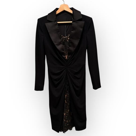 Tadashi Shoji Peekaboo Lace Panel Long Sleeve Cocktail Dress Size XS - Picture 5 of 12